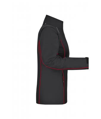 Dames Ladies' Zip-Off Softshell Jacket Zwart/rood 8405