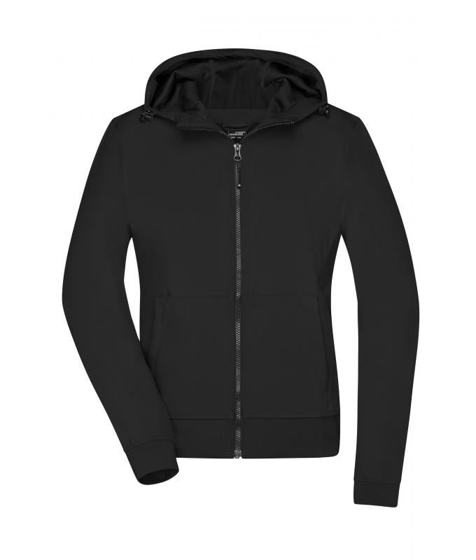 Damen Ladies' Hooded Softshell Jacket Black/black 8614