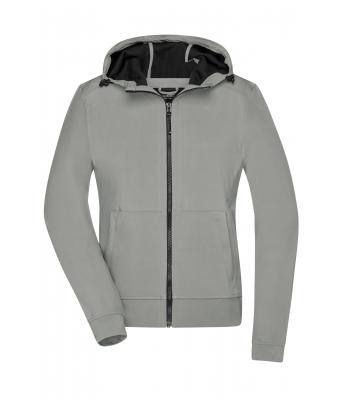 Damen Ladies' Hooded Softshell Jacket Light-grey/black 8614