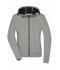 Damen Ladies' Hooded Softshell Jacket Light-grey/black 8614