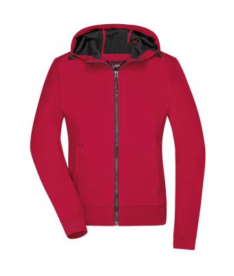 Dames Ladies´ Hooded Softshell Jacket Rood/zwart 8614