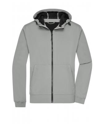 Herren Men's Hooded Softshell Jacket Light-grey/black 8618