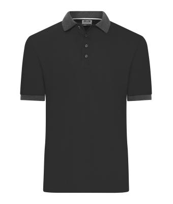 Men Men's Polo Black/anthracite-melange 11174