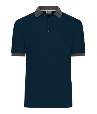 Heren Men's Polo Navy/antraciet-melange 11174