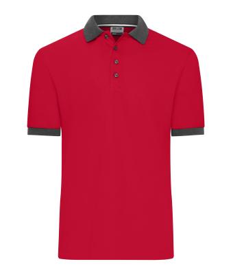 Men Men's Polo Red/anthracite-melange 11174