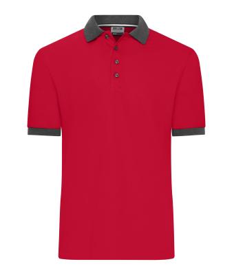 Heren Men's Polo Rood/antraciet-melange 11174
