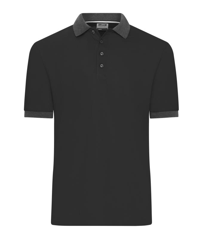 Herren Men's Polo Black/anthracite-melange 11174