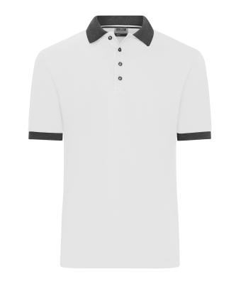 Heren Men's Polo Wit/antraciet-melange 11174