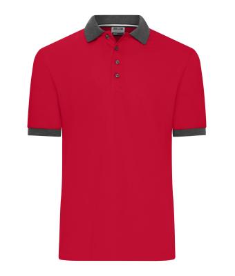 Homme Polo pour homme Rouge/anthracite-mélange 11174