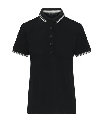 Damen Ladies' Polo Black/white/grey 11175