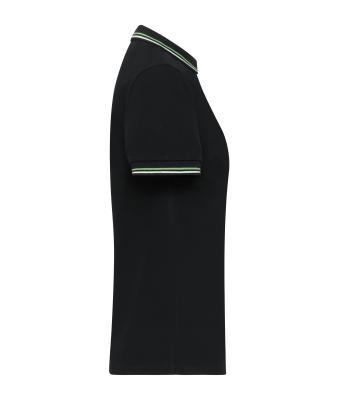 Damen Ladies' Polo Black/white/lime-green 11175