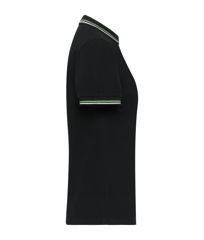 Damen Ladies' Polo Black/white/lime-green 11175