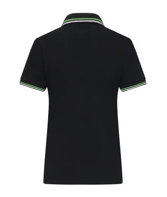 Damen Ladies' Polo Black/white/lime-green 11175