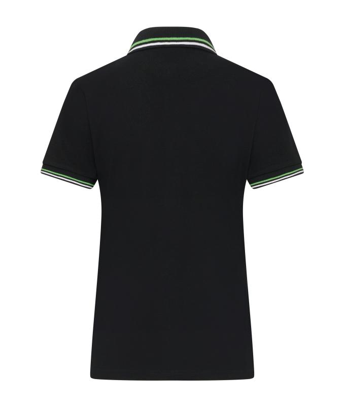 Damen Ladies' Polo Black/white/lime-green 11175