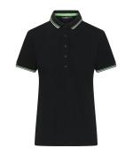 Damen Ladies' Polo Black/white/lime-green 11175