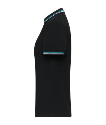 Damen Ladies' Polo Black/white/turquoise 11175