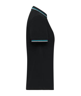Damen Ladies' Polo Black/white/turquoise 11175