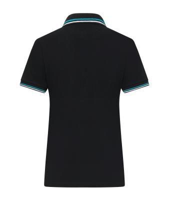 Damen Ladies' Polo Black/white/turquoise 11175