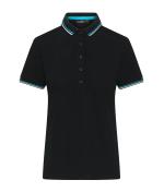 Damen Ladies' Polo Black/white/turquoise 11175