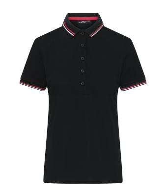 Damen Ladies' Polo Black/white/red 11175