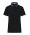 Damen Ladies' Polo Black/white/turquoise 11175