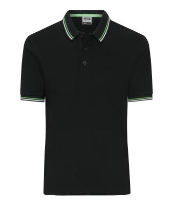Herren Men's Polo Black/white/lime-green 11176