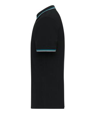 Herren Men's Polo Black/white/turquoise 11176