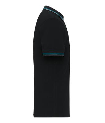 Herren Men's Polo Black/white/turquoise 11176