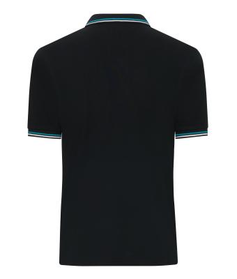 Herren Men's Polo Black/white/turquoise 11176