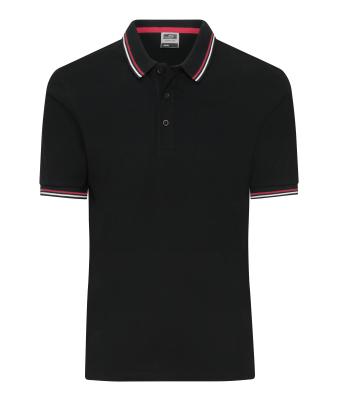Herren Men's Polo Black/white/red 11176