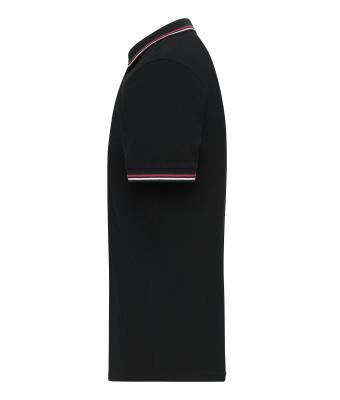 Heren Men's Polo Zwart/wit/rood 11176