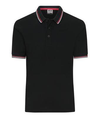 Heren Men's Polo Zwart/wit/rood 11176