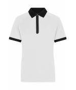 Dames Ladies' Zip-Polo Wit/zwart 11177
