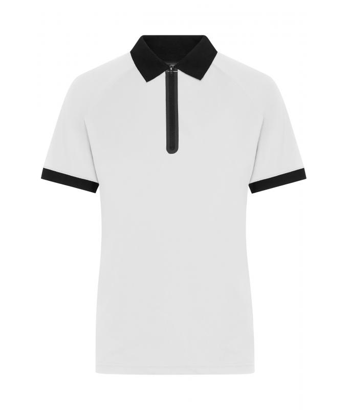 Damen Ladies' Zip-Polo White/black 11177
