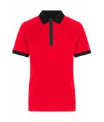 Femme Polo zippé pour femme Rouge-clair/noir 11177