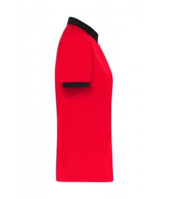Femme Polo zippé pour femme Rouge-clair/noir 11177