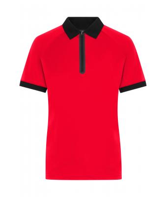 Femme Polo zippé pour femme Rouge-clair/noir 11177