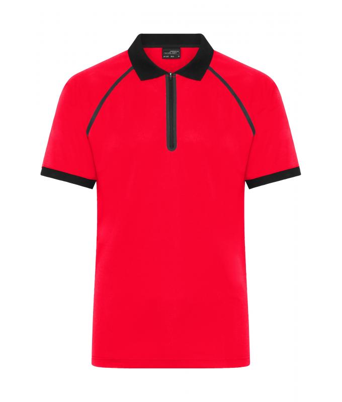 Men Men's Zip-Polo Light-red/black 11178