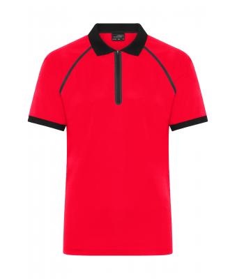 Heren Men's Zip-Polo Lichtrood/zwart 11178