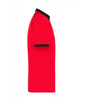 Homme Polo zippé pour homme Rouge-clair/noir 11178