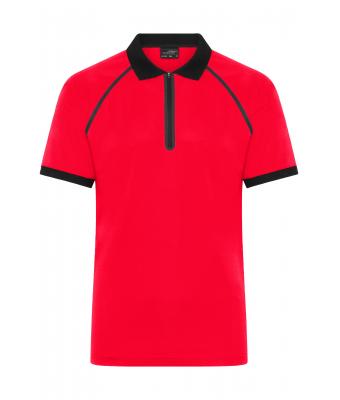 Homme Polo zippé pour homme Rouge-clair/noir 11178