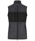 Damen Ladies' Fleece Vest Dark-melange/black 11181