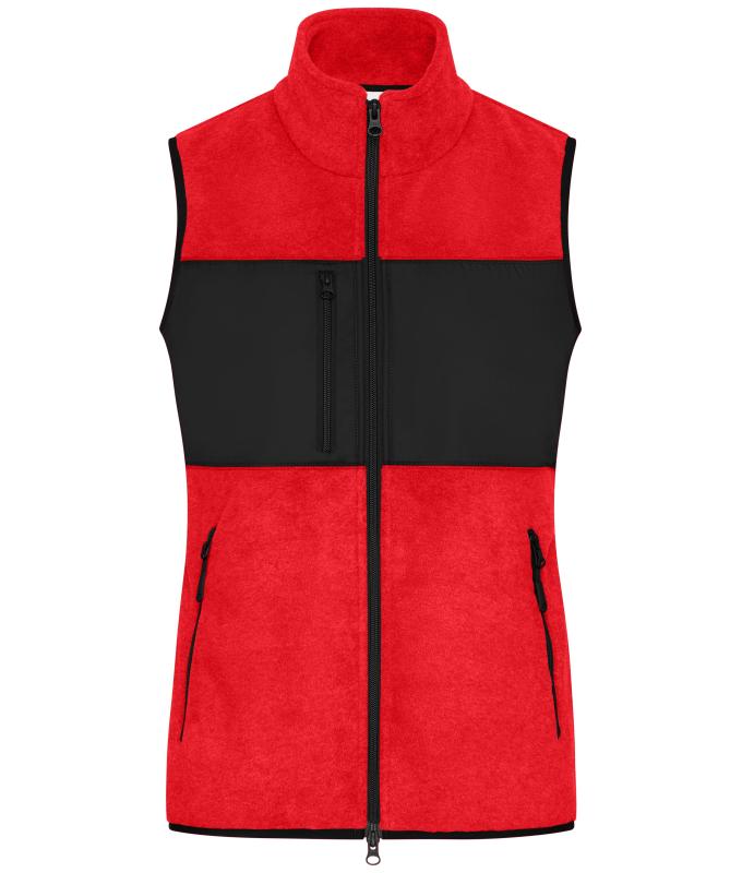 Damen Ladies' Fleece Vest Red/black 11181