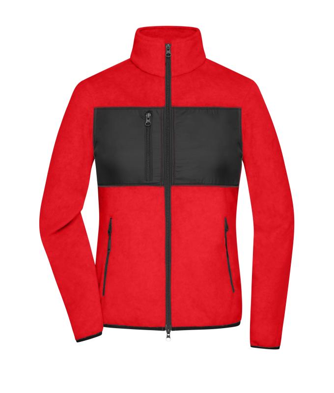 Damen Ladies' Fleece Jacket Red/black 11183