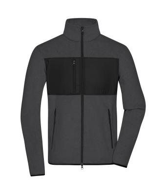 Men Men's Fleece Jacket   GRS Dark-melange/black 11184
