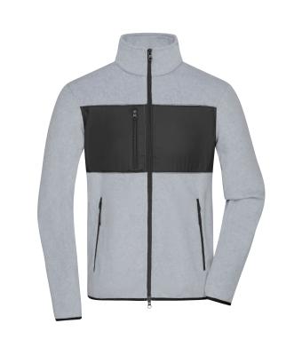 Men Men's Fleece Jacket   GRS Light-melange/black 11184