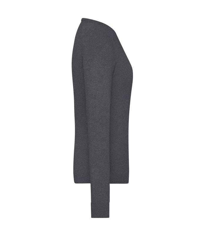 Damen Ladies' Round-Neck Pullover Anthracite-melange 11185