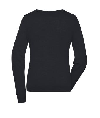 Damen Ladies' Round-Neck Pullover Black 11185