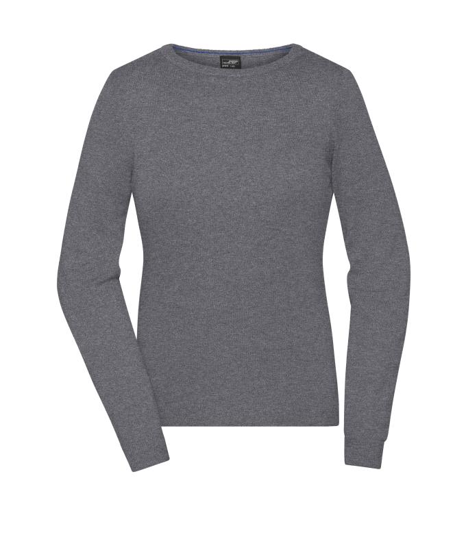 Femme Pull à col rond pour femme Gris-chiné 11185
