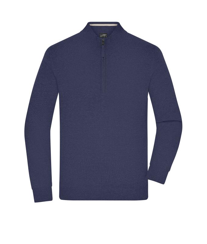 Men Men's Half-Zip Troyer Navy 11465